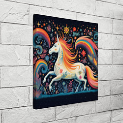 Холст квадратный Радужная лошадка в стиле фолк-арт, цвет: 3D-принт — фото 2
