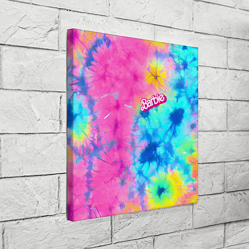 Картина квадратная Barbie - floral pattern - tie-dye / 3D-принт – фото 3