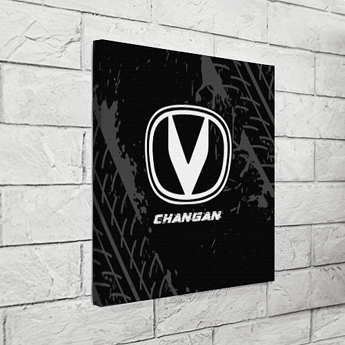 Картина квадратная Changan speed на темном фоне со следами шин / 3D-принт – фото 3