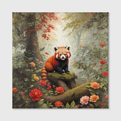 Холст квадратный Красная панда в лесу, цвет: 3D-принт — фото 2