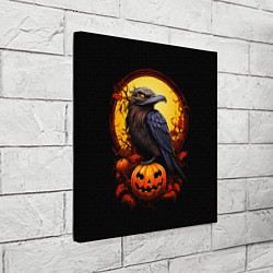 Холст квадратный Halloween - ворон и тыква, цвет: 3D-принт — фото 2