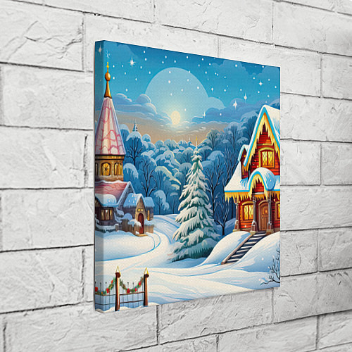 Картина квадратная Зимний домик и елка / 3D-принт – фото 3