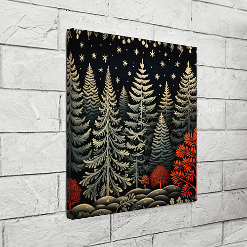 Картина квадратная Новогоднее настроение лес / 3D-принт – фото 3