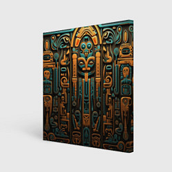 Холст квадратный Орнамент в египетском стиле, бюст Нефертити, цвет: 3D-принт