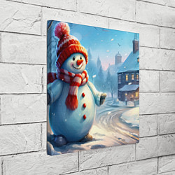 Холст квадратный Снеговик новогодний, цвет: 3D-принт — фото 2
