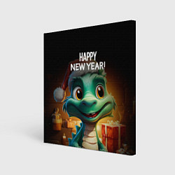 Холст квадратный Happy new year green drogon, цвет: 3D-принт