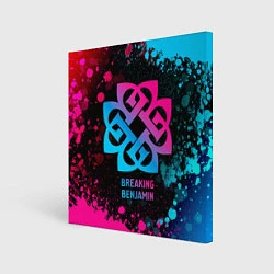 Холст квадратный Breaking Benjamin - neon gradient, цвет: 3D-принт