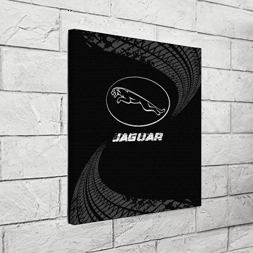 Картина квадратная Jaguar speed на темном фоне со следами шин / 3D-принт – фото 3