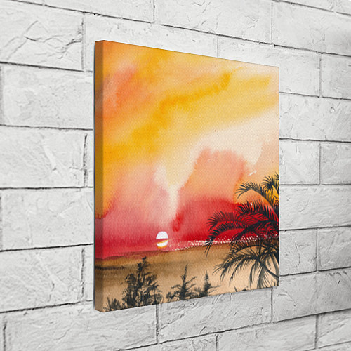 Картина квадратная Тропический закат акварель / 3D-принт – фото 3