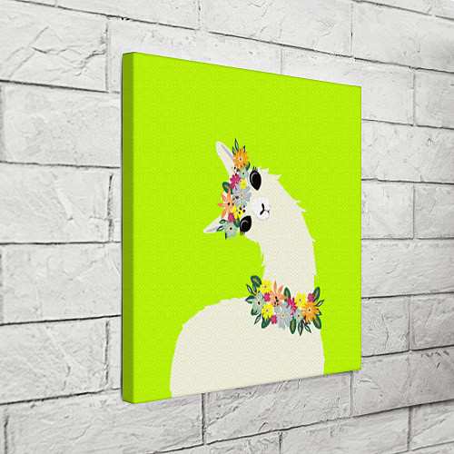 Картина квадратная Летняя лама - альпака в венке / 3D-принт – фото 3