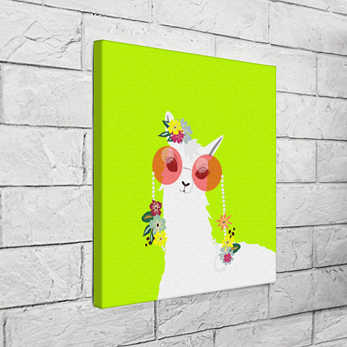 Картина квадратная Лама - альпака в розовых очках / 3D-принт – фото 3