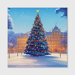 Холст квадратный Новогодняя площадь с елкой, цвет: 3D-принт — фото 2
