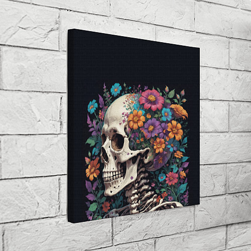 Картина квадратная Скелет среди цветов / 3D-принт – фото 3