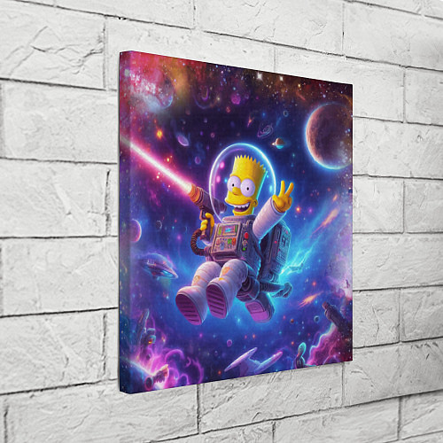 Картина квадратная Барт Симпсон с лазерным пистолетом в космосе / 3D-принт – фото 3
