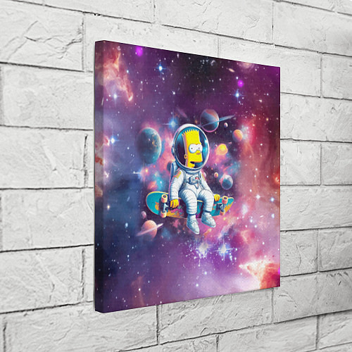 Картина квадратная Барт Симпсон со скейтбордом в космосе / 3D-принт – фото 3