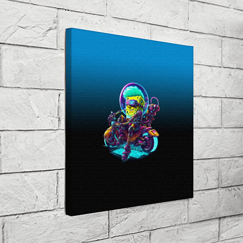 Картина квадратная Губка Боб на мотоцикле - киберпанк - нейросеть / 3D-принт – фото 3