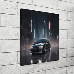Холст квадратный Черный автомобиль в ночном городе, цвет: 3D-принт — фото 2