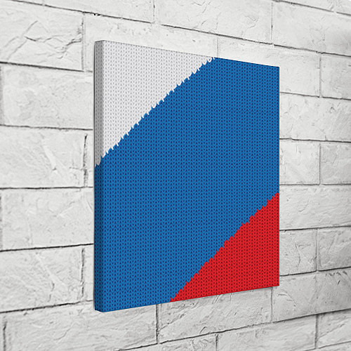 Картина квадратная Белый синий красный вязаный фон / 3D-принт – фото 3