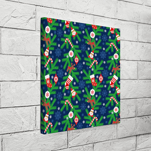 Картина квадратная Новогодние игрушки на ёлке / 3D-принт – фото 3