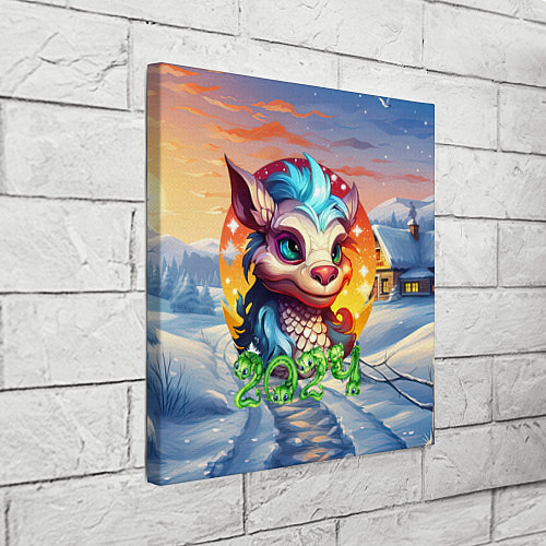 Картина квадратная Новогодний дракон 2024 / 3D-принт – фото 3