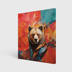 Холст квадратный Праздничный медведь, цвет: 3D-принт