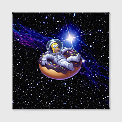 Холст квадратный Космонавт Гомер Симпсон на пончике - нейросеть, цвет: 3D-принт — фото 2