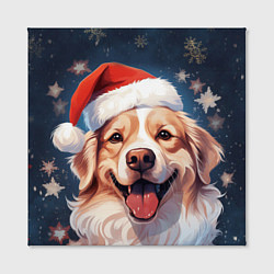 Холст квадратный New Years mood from Santa the dog, цвет: 3D-принт — фото 2