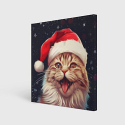 Холст квадратный New Years mood from Santa the cat, цвет: 3D-принт