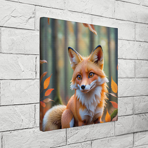 Картина квадратная Портрет лисы в осеннем лесу / 3D-принт – фото 3