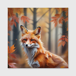 Холст квадратный Рыжая лисица в осеннем лесу, цвет: 3D-принт — фото 2