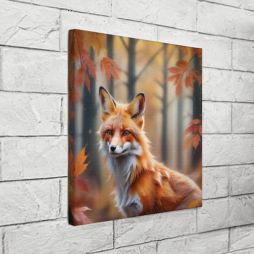 Картина квадратная Рыжая лисица в осеннем лесу / 3D-принт – фото 3