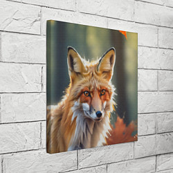 Холст квадратный Портрет лисы с осенними листьями, цвет: 3D-принт — фото 2
