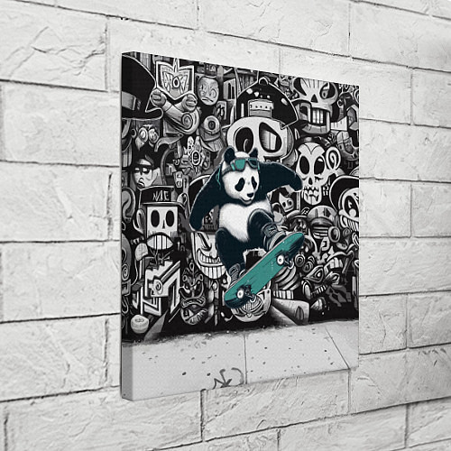 Картина квадратная Скейтбордист панда на фоне граффити / 3D-принт – фото 3
