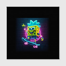 Холст квадратный Sponge Bob on a skateboard, цвет: 3D-принт — фото 2