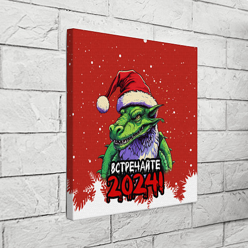 Картина квадратная Встречайте 2024 год зеленого дракона / 3D-принт – фото 3