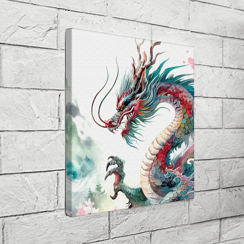 Картина квадратная Акварельный японский дракон / 3D-принт – фото 3