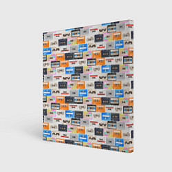 Холст квадратный Ретро магнитофонные кассеты, цвет: 3D-принт