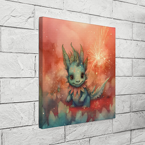 Картина квадратная Праздничный дракон с искрами / 3D-принт – фото 3