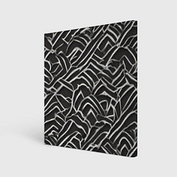 Холст квадратный Абстракция черное серебро, цвет: 3D-принт