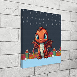 Холст квадратный Рыжий новогодний дракон, цвет: 3D-принт — фото 2
