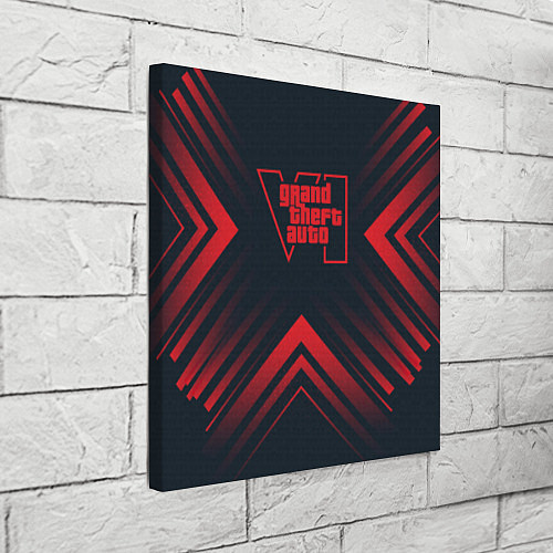 Картина квадратная Красный символ GTA6 на темном фоне со стрелками / 3D-принт – фото 3