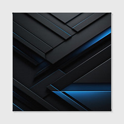 Холст квадратный Голубая неоновая полоса на черном, цвет: 3D-принт — фото 2