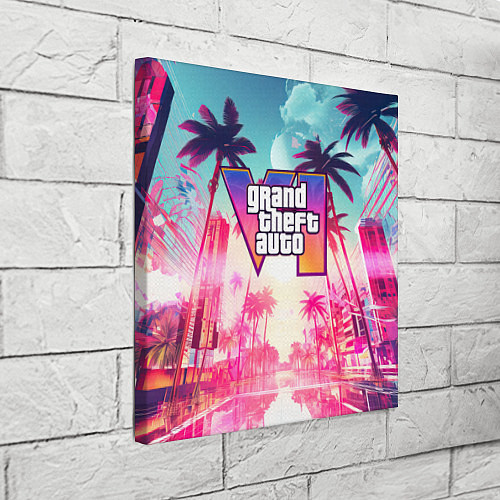 Картина квадратная Gta 6 logo vice city style / 3D-принт – фото 3