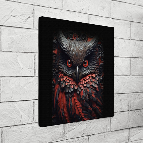 Картина квадратная Черная сова с красными крыльями / 3D-принт – фото 3