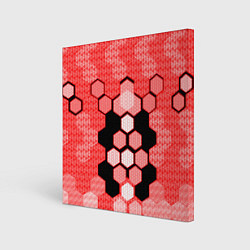 Холст квадратный Красная кибер броня hexagons, цвет: 3D-принт