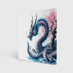 Холст квадратный Японский акварельный дракон - ирезуми, цвет: 3D-принт