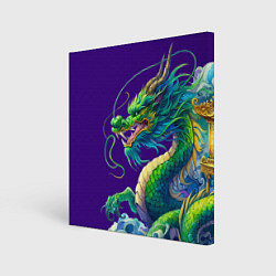 Холст квадратный Японская гравюра дракона - ирезуми, цвет: 3D-принт