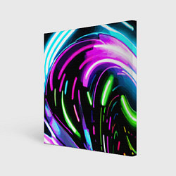 Холст квадратный Неоновая экспрессивная абстракция, цвет: 3D-принт