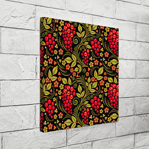 Картина квадратная Хохломская роспись красные ягоды / 3D-принт – фото 3