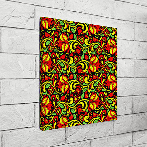 Картина квадратная Хохломская роспись красные цветы и ягоды / 3D-принт – фото 3